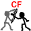 Cross fire stickfigure
