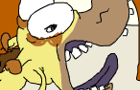 Giraffe and raccoon by Amsel