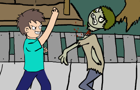 Steve Punches Zombie Face by MocaNico