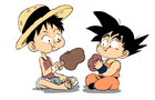 luffy and goku eating
