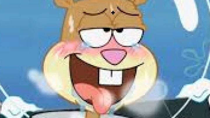 SANDY CHEEKS FIRMLY GRASPS IT WITH HER FACE