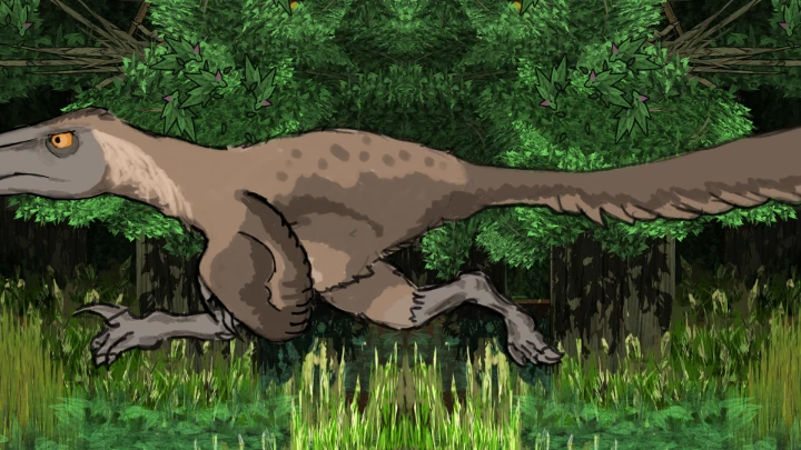 Utahraptor Run-Cycle Panning ForestBG
