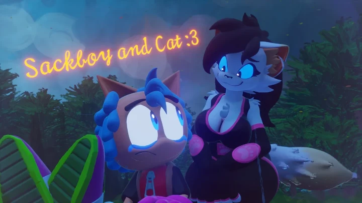 Sackboy and Cat :3