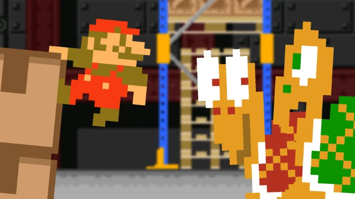 Super Mario in the Koopa Logistics Warehouse