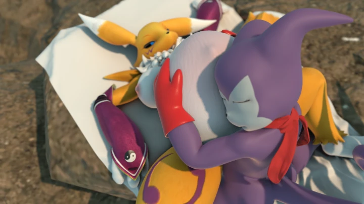Renamon (pregnant) + Impmon
