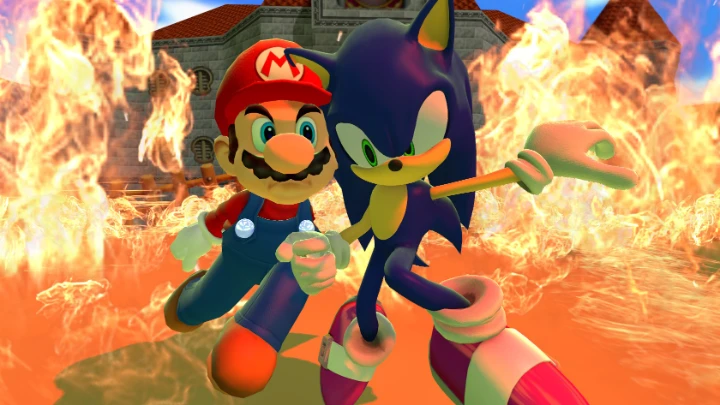 Mario vs Sonic (GMOD Battle)