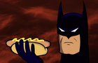 Batman drops a hotdog