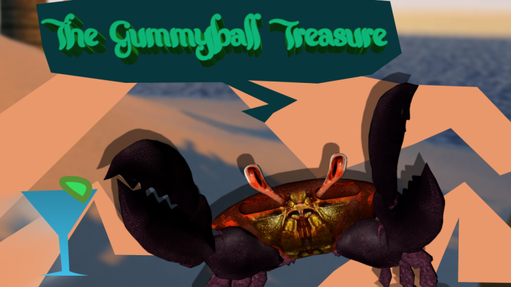 The Gummyball Treasure on a beach