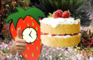 strawberryclock protects his birthday cake
