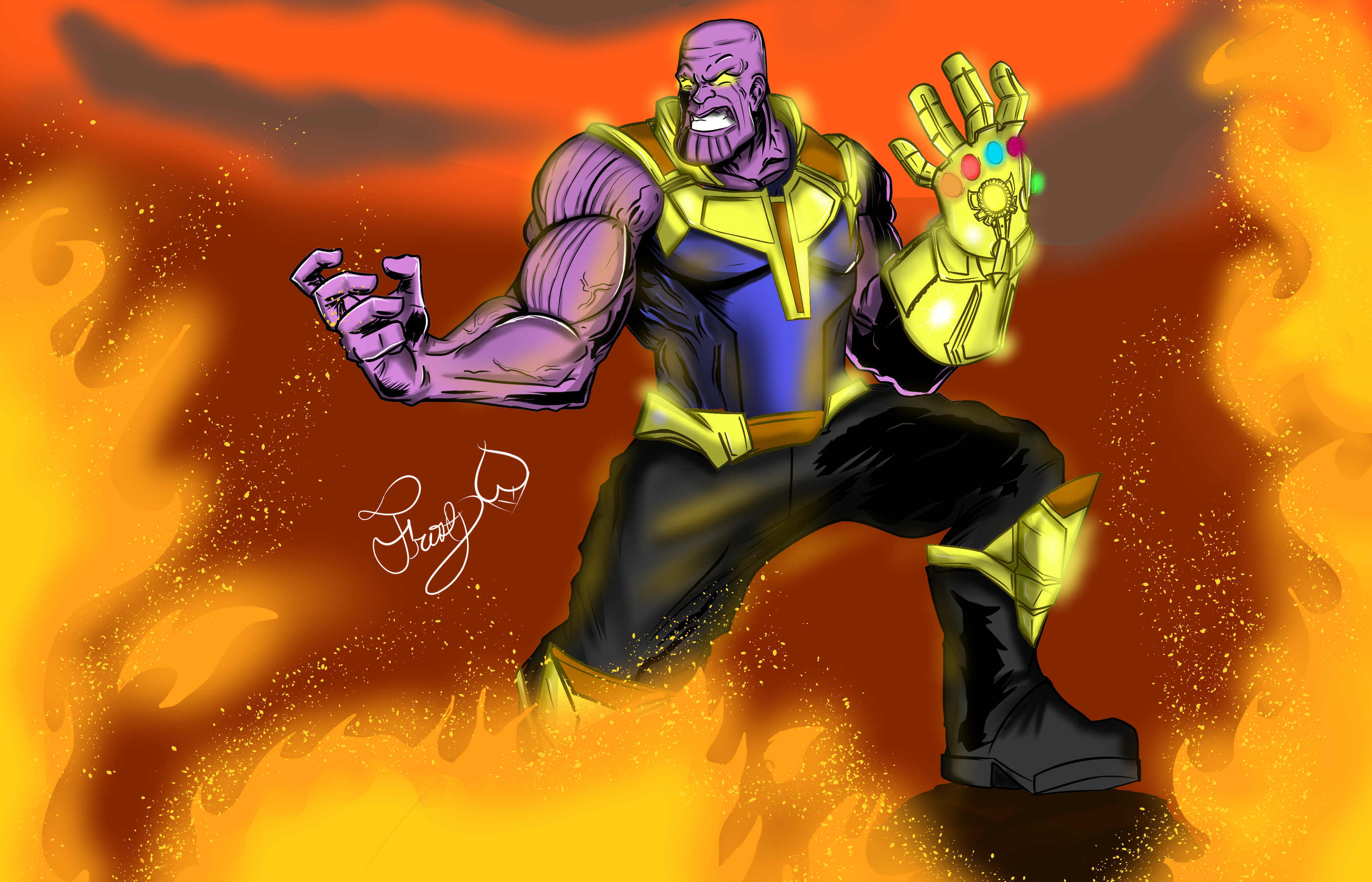 thanos full body drawing