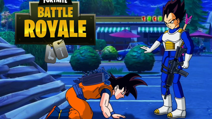 Goku and Vegeta playing Fortnite