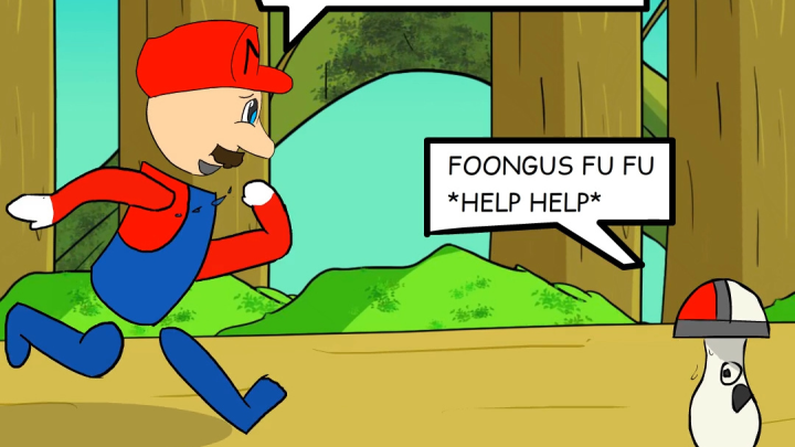 Mario Chasing Foongus (pokemon)
