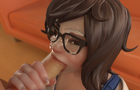 Mei gives a tender blowjob - cum covered version