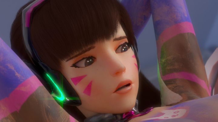 D.va preparing to go on a date, wearing nothing but a thin layer of paint 
