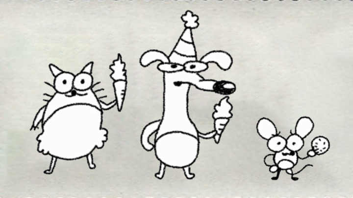 Cat, dog and two smoking icecreams