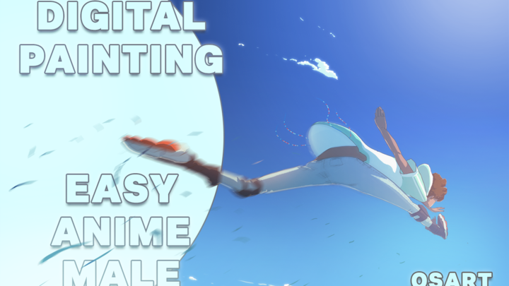 Dual Screen Digital Painting - Easy Anime Male!!