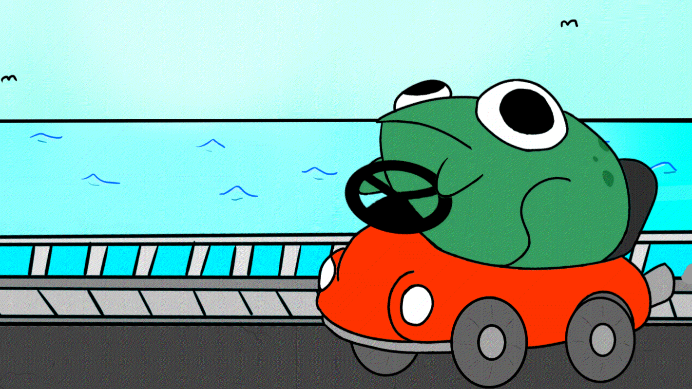 frog in a car plush