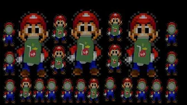 Mario discovers a 7UP.