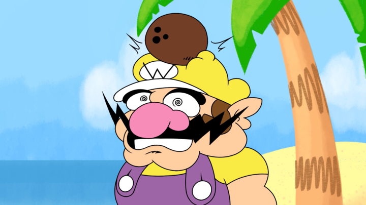 Wario gets hit in the head have a coconut and fucking dies