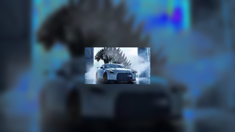 Godzilla wants boy to get out of his car