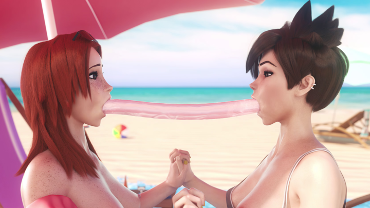 Tracer & Emily Double Dildo Fun