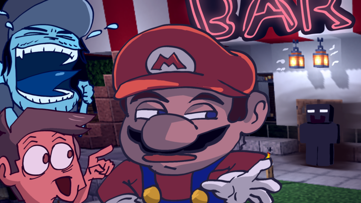 SuperMega Animated - Mario walks into a Minecraft Bar