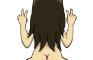 Girl in pose""ガ ニ 股" back view