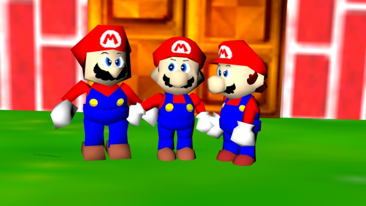 SM64: Mario and other Mario's push fight