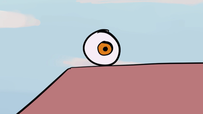 Eyeball rolling off slope