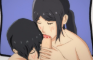 Mikasa and Pieck give Armin a blowjob