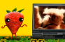 A Strawberry Watches Television
