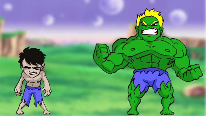 Hulk transforms into a super saiyan
