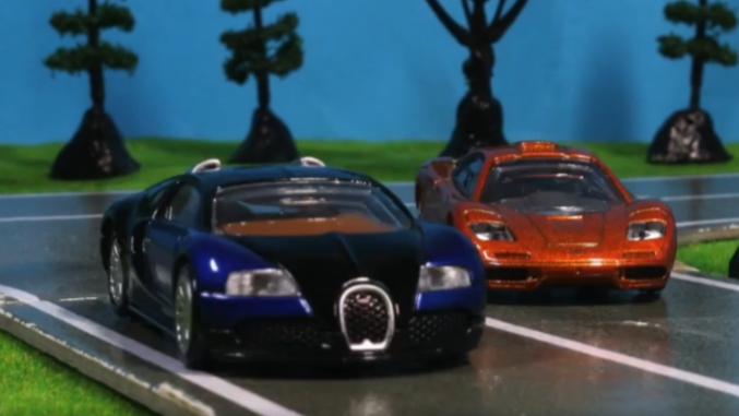 Bugatti Veyron vs McLaren F1 Stop Motion