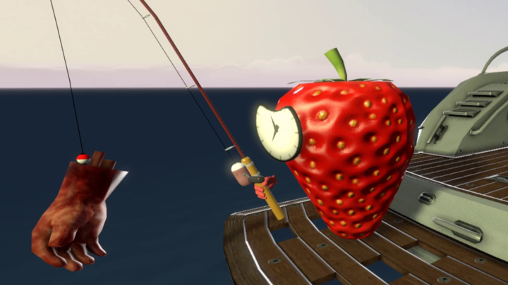 Strawberry Clock Goes Fishing