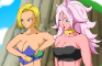 Android 18 and 21 having fun with broly