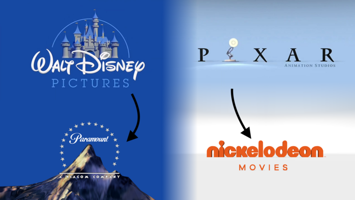 Paramount Pictures and Nickelodeon Movies logos (Disney and Pixar style)
