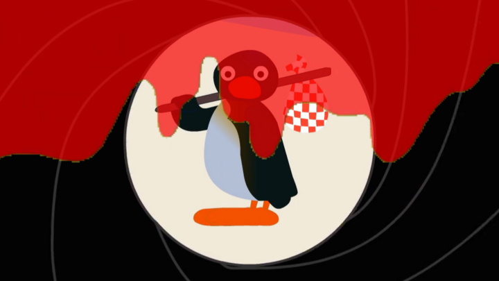 Pingu opening remake but it's James Bond's gunbarrel
