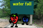 Strawberry and blueberry go to a waterfall