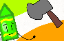 Green crayon gets hit by axe