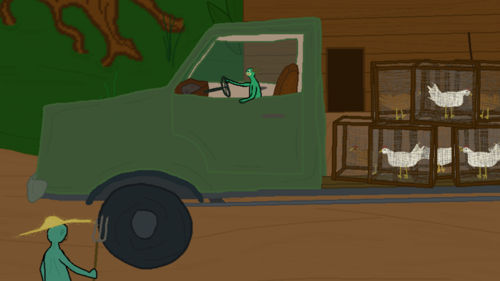 Bobbit Drives Truck for the Chicken Farm