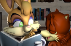 Bunnie Reads a Story to Tails