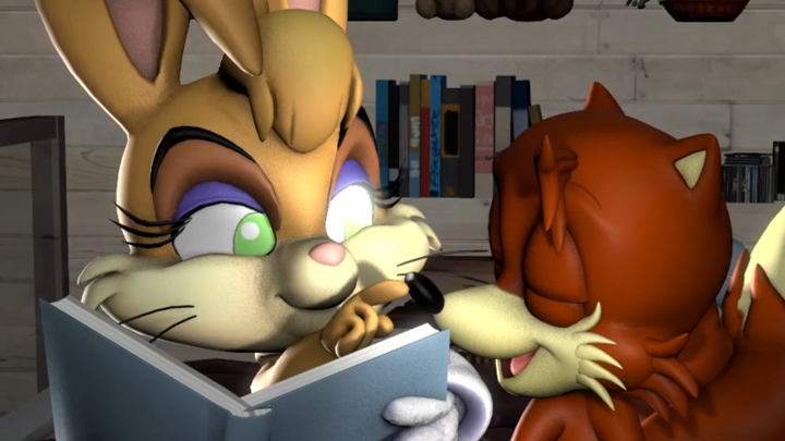 Bunnie Reads a Story to Tails