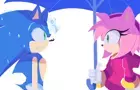 Sonic and Amy Sharing Umbrella