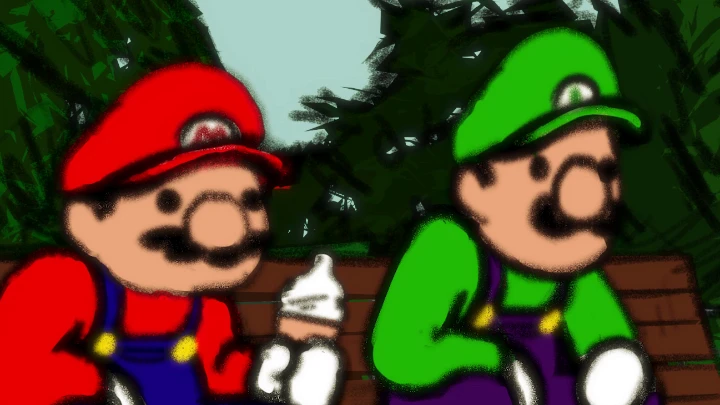 Mario & Luigi enjoy an ice cream