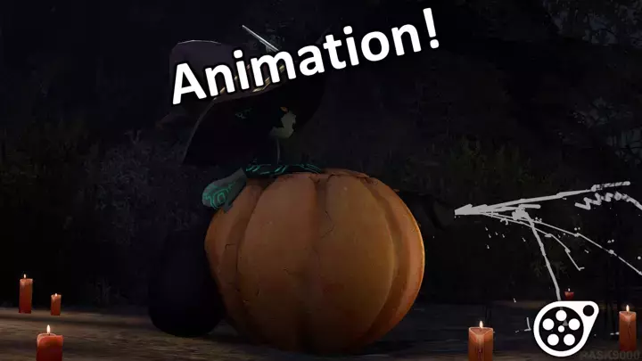 Hyper Futa Midna Fuck Slamming Pumpkin (Side view)