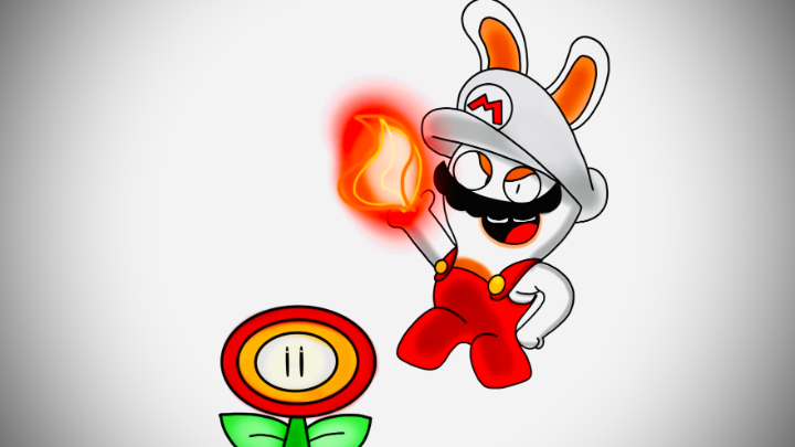 Rabbid Mario finds a Fire Flower 🔥