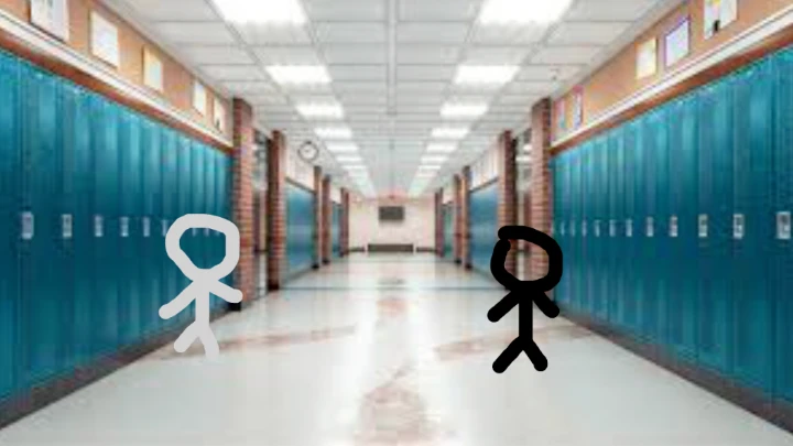 2 dumbass stick figures go to school at 3am