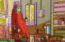 Alien Warehouse Worker Drinks Her Coffee