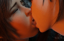 Lara Croft kissing Tifa passionately