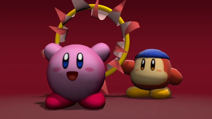 Kirby's hoop-bursting entrance